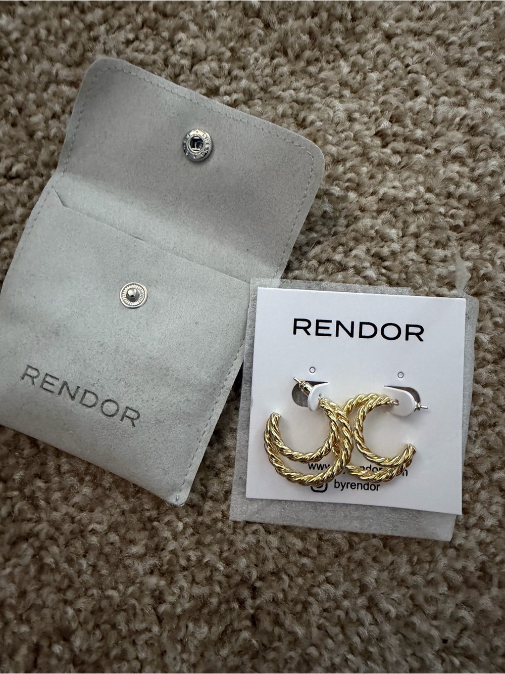 Rendor Gold Twisted Hoop Earrings - Braided Double Hoop